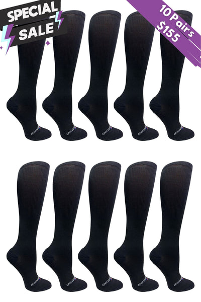 10 Pairs Black Bundle - (Standard & Extra Wide)