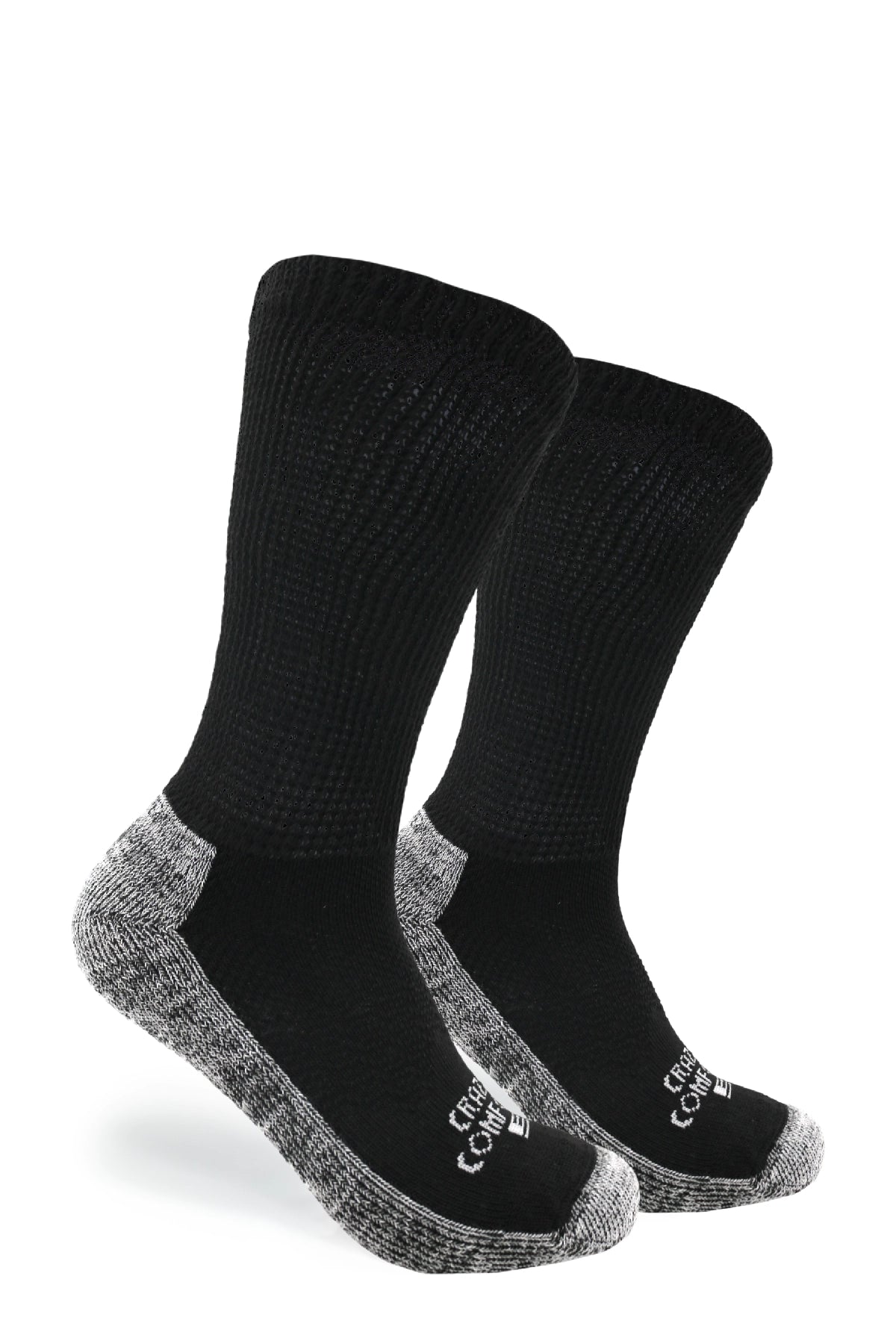 Cozy Comfort Relax Fit Black 4 Pairs Crew Socks