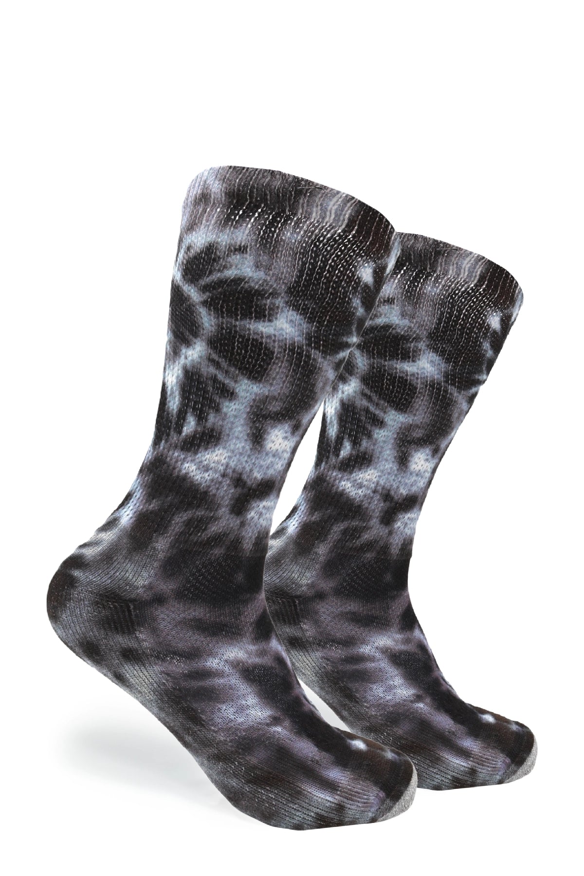 Cozy Comfort Relax Fit Black Tie Dye 4 Pairs Crew Socks