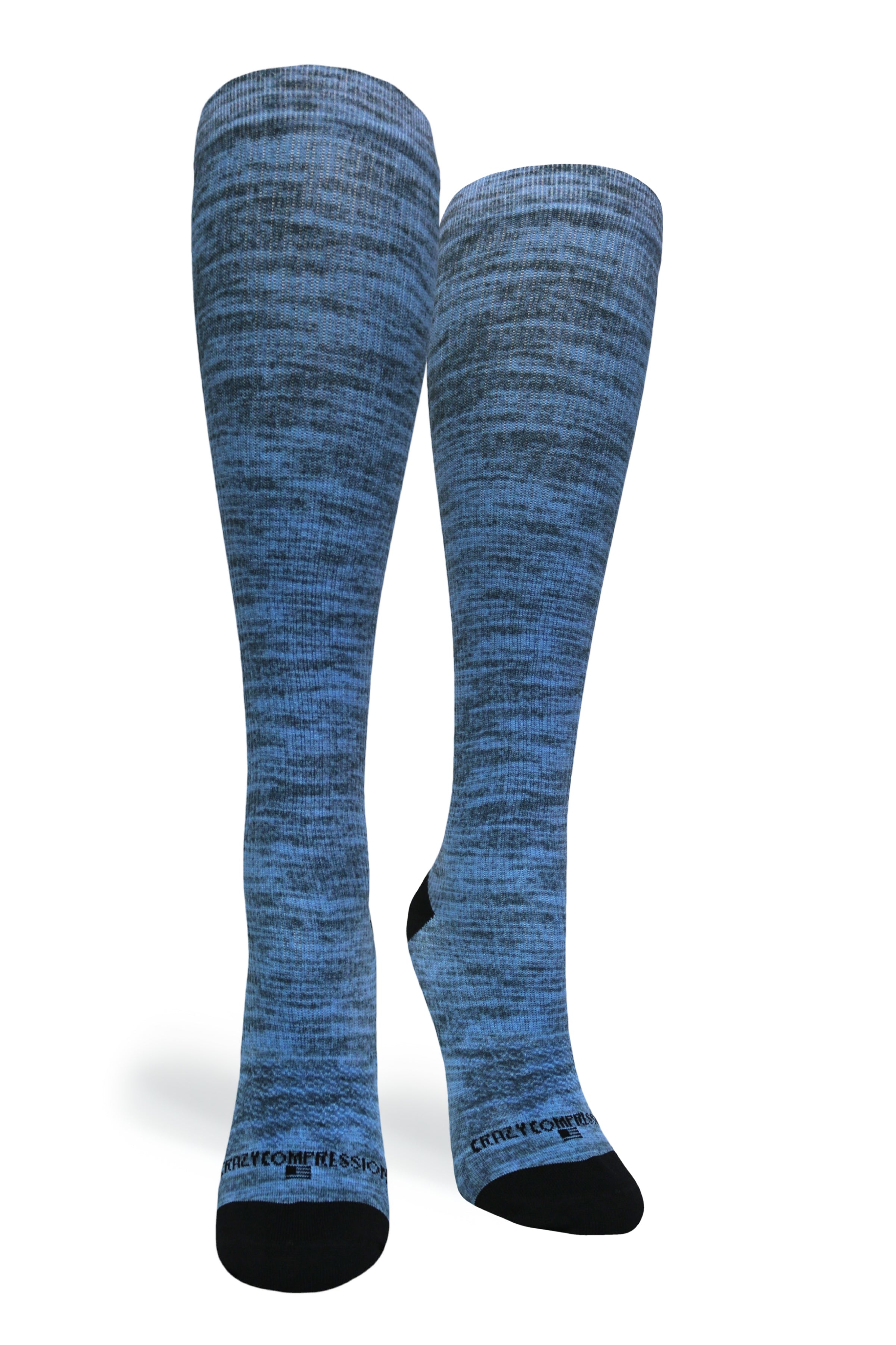 360 Men's Blue Heather OTC Compression Socks (Standard & Extra Wide)