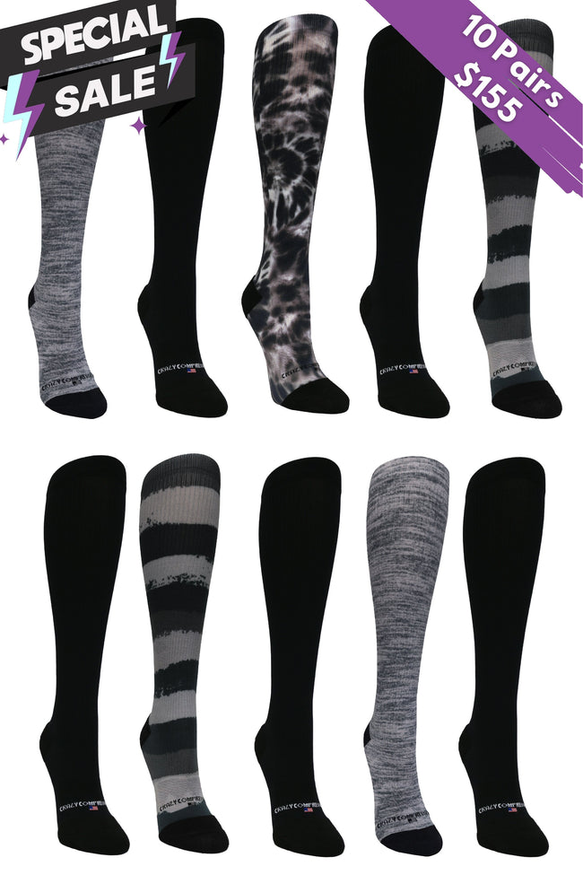 10 Pairs Dark Bundle - (Standard & Extra Wide)