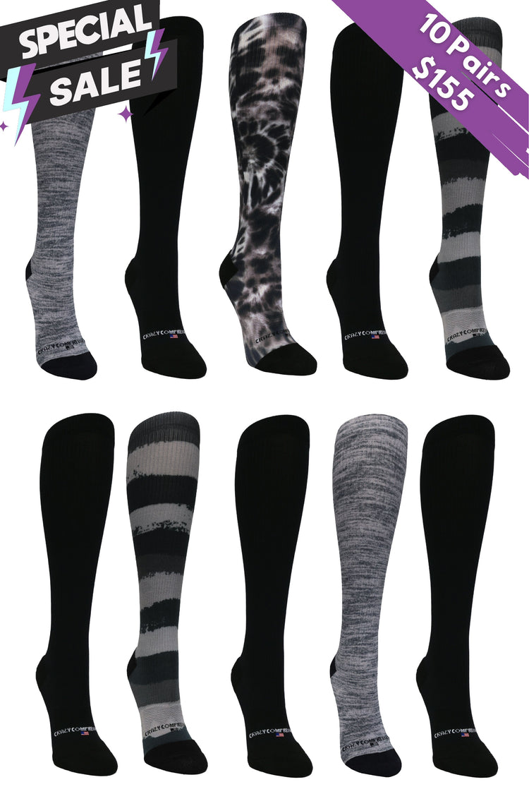 10 Pairs Dark Bundle - (Standard & Extra Wide)