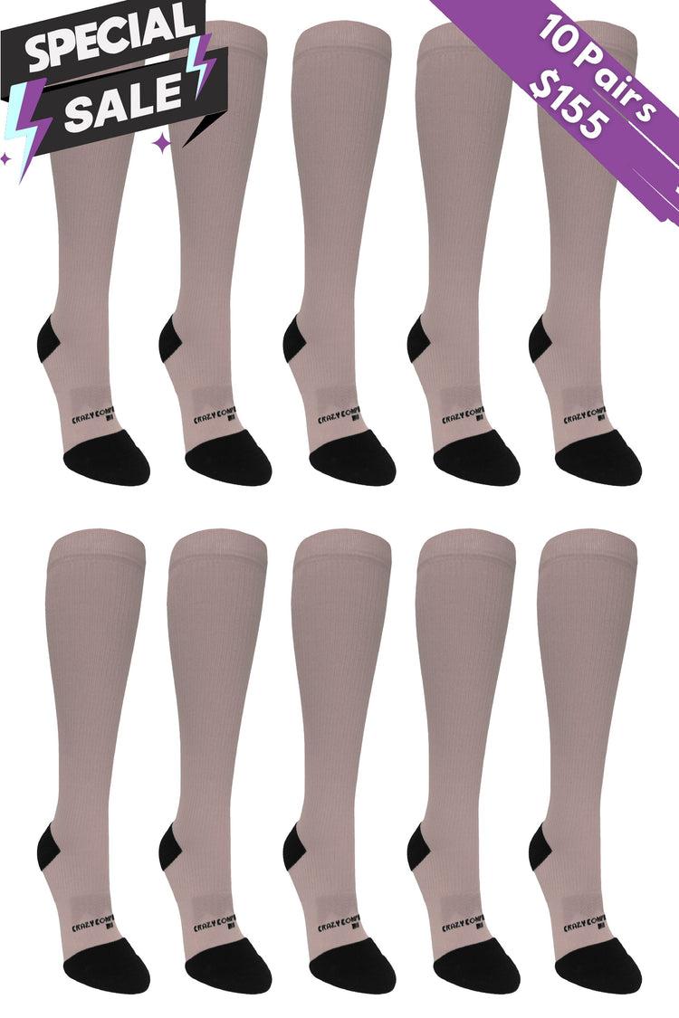 10 Pairs Skin Tone - (Standard & Extra Wide)