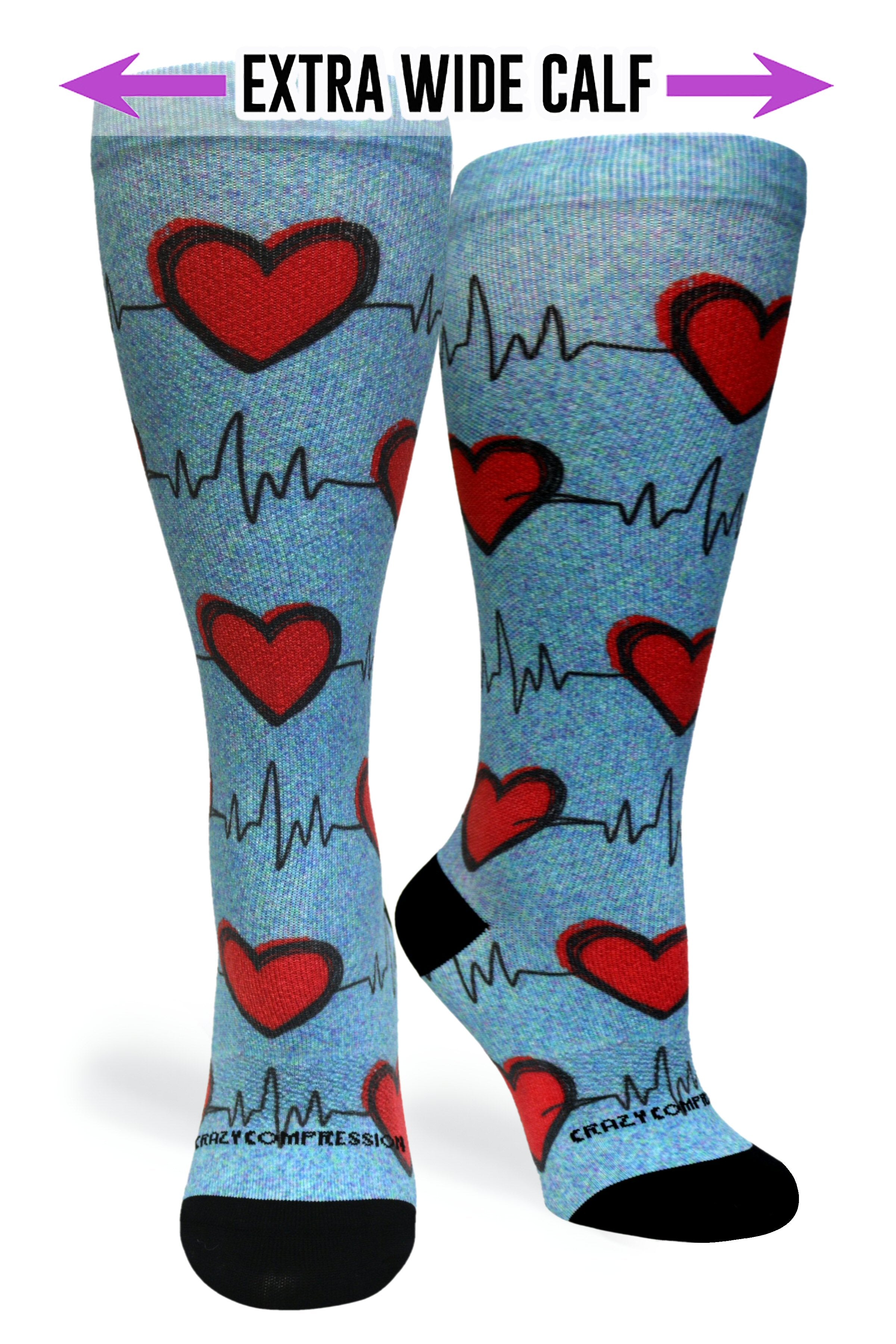360 Heart Station Blue OTC Compression Socks (Standard & Extra Wide)