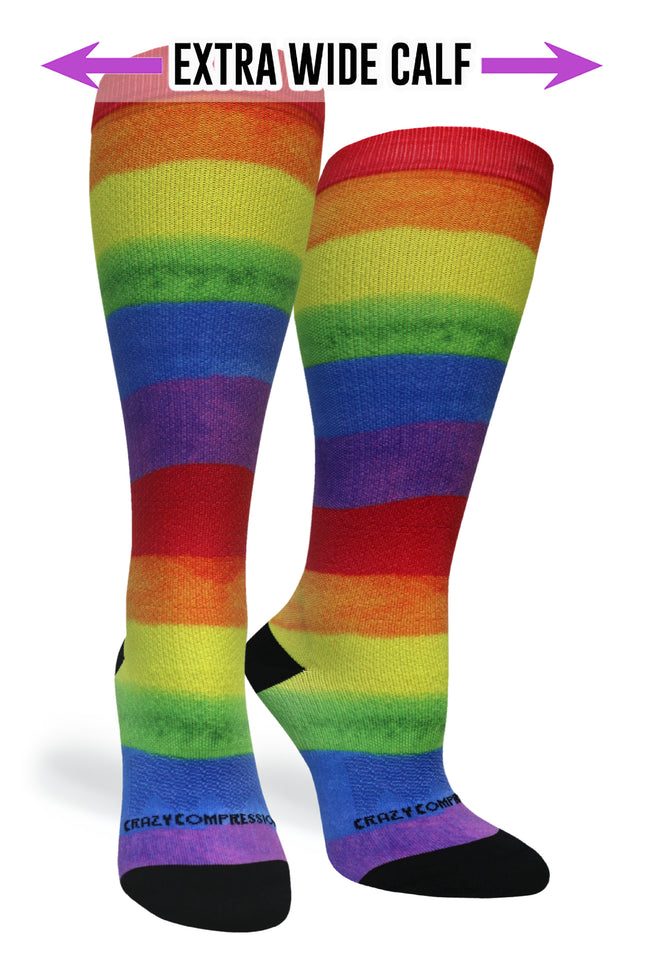 Medias de compresión de venta libre 360 ​​Rainbow Paint (estándar y extra anchas) 