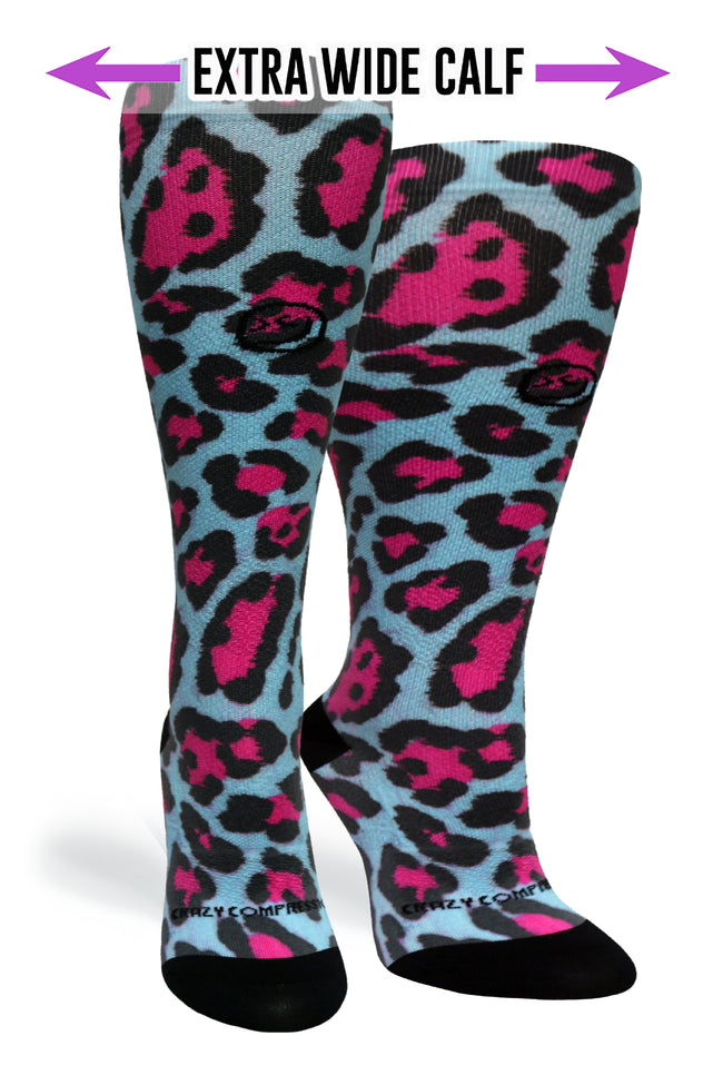 Medias de compresión OTC 360 Cheetah Blue (estándar y extra anchas) 