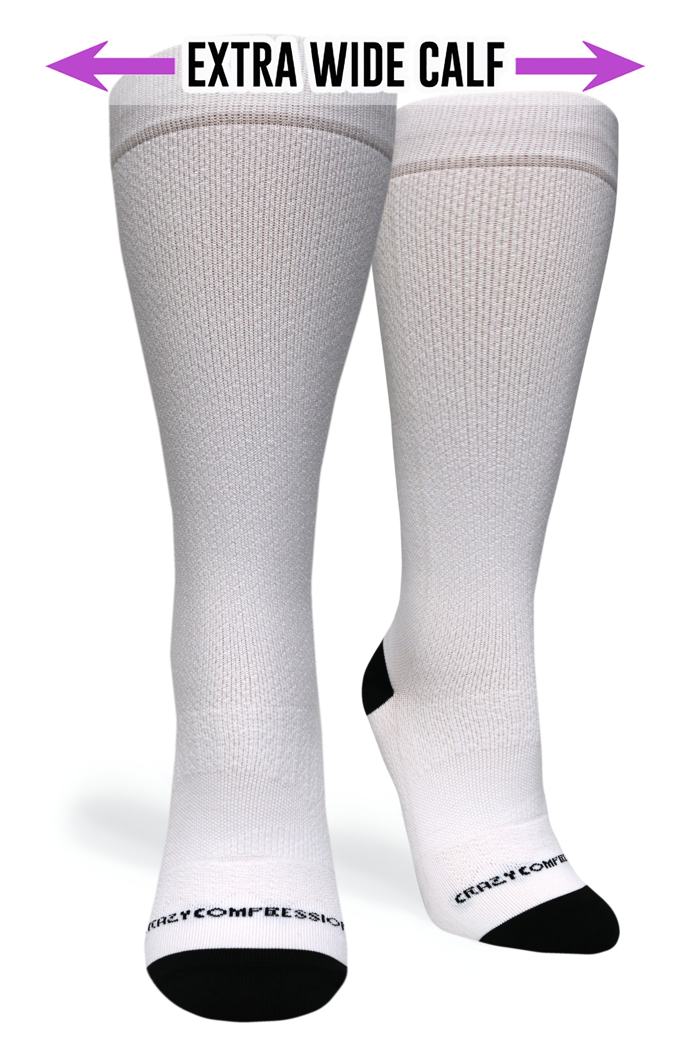 White OTC Compression Socks (Standard & Extra Wide)