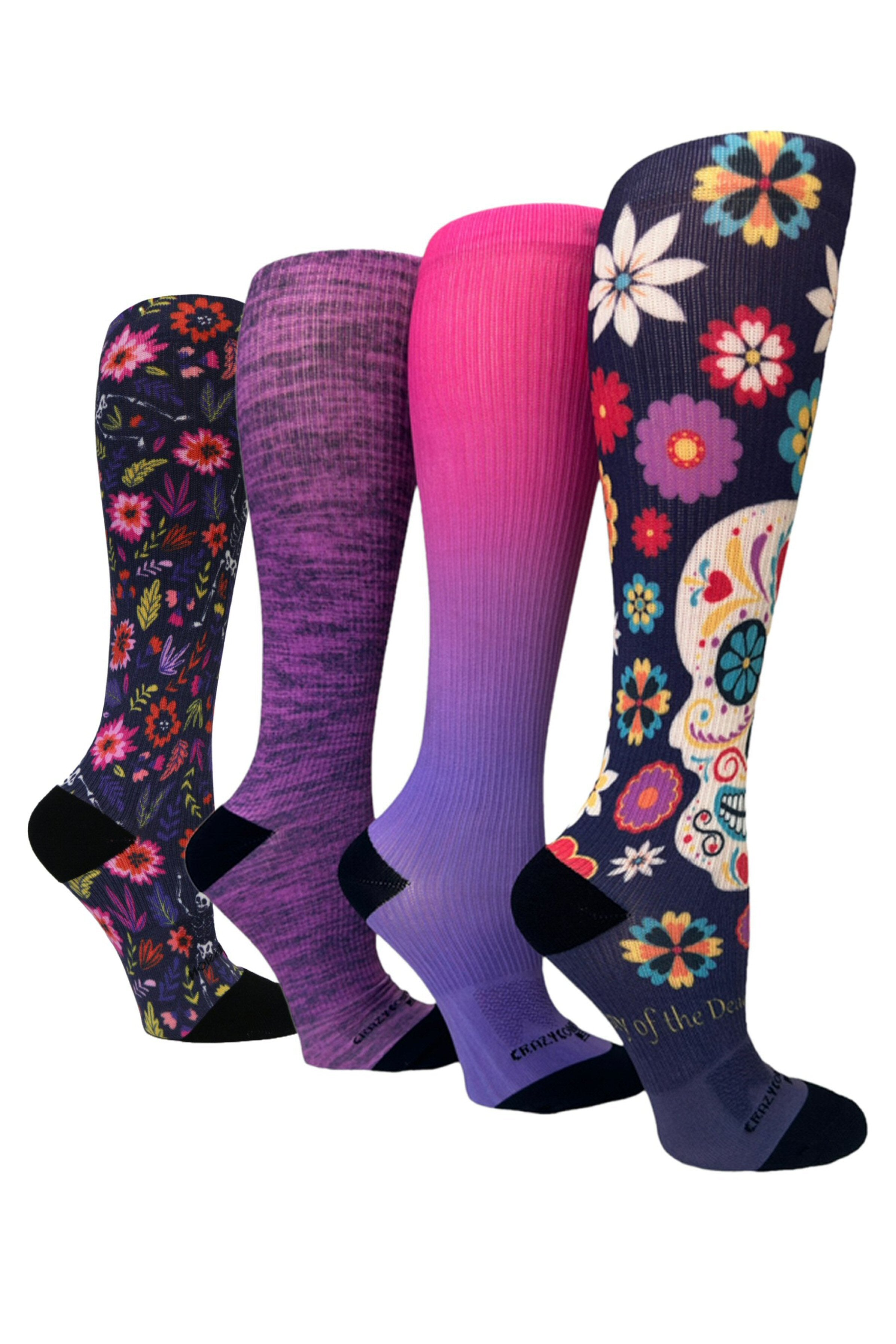 4 Pairs Calavera Purple - (Standard & Extra Wide)