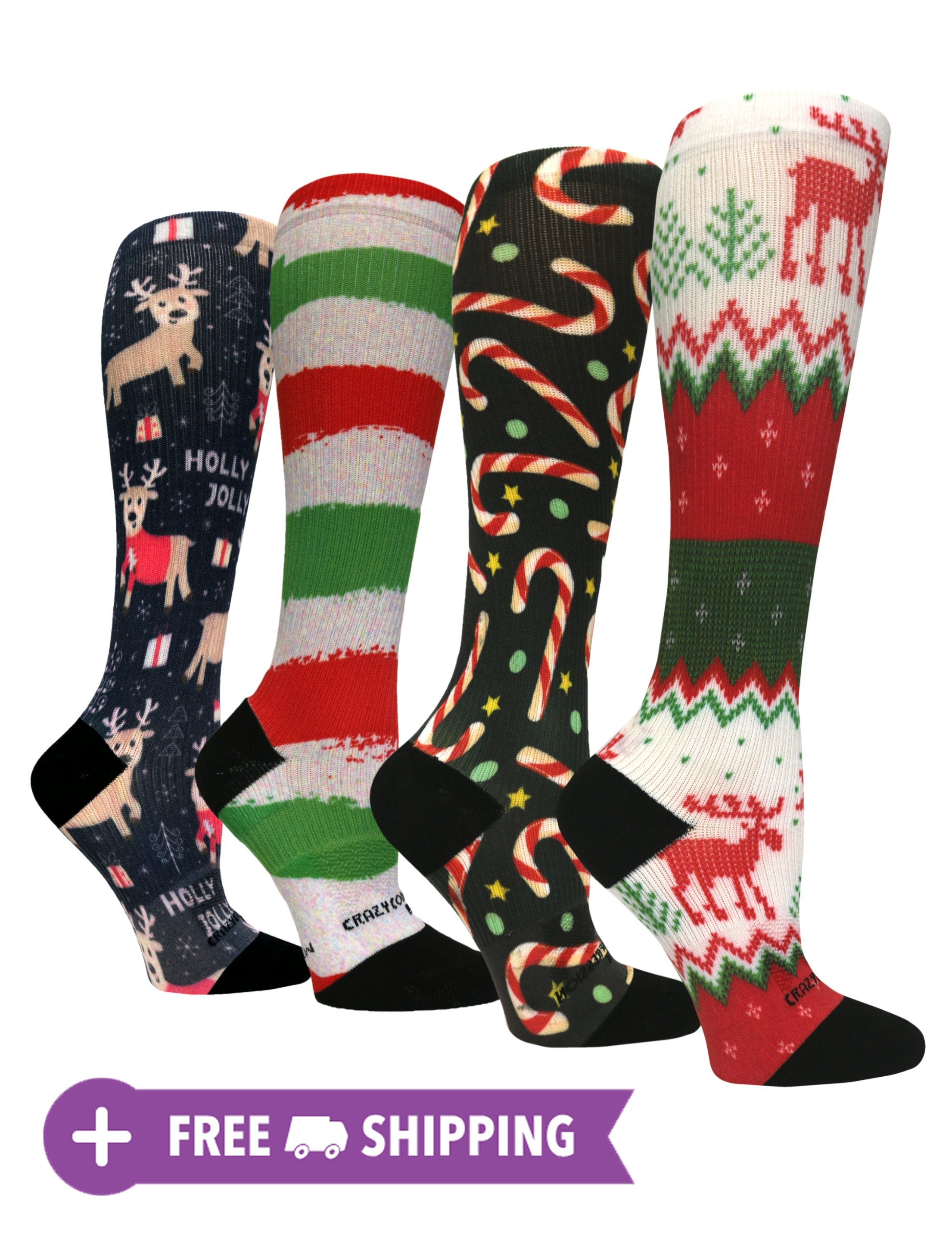 4 Pairs Christmas - (Standard & Extra Wide)