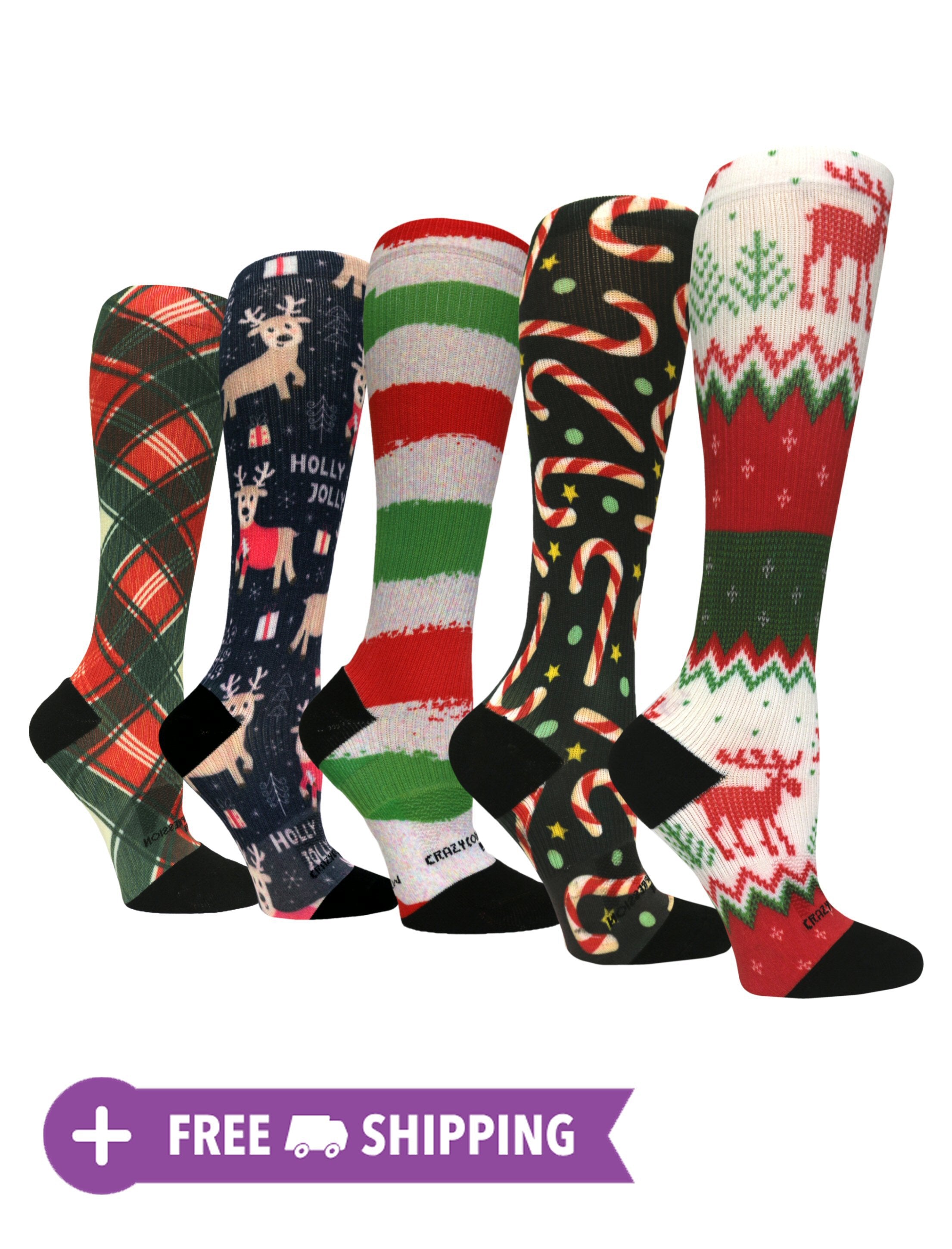 5 Pairs Christmas - (Standard & Extra Wide)