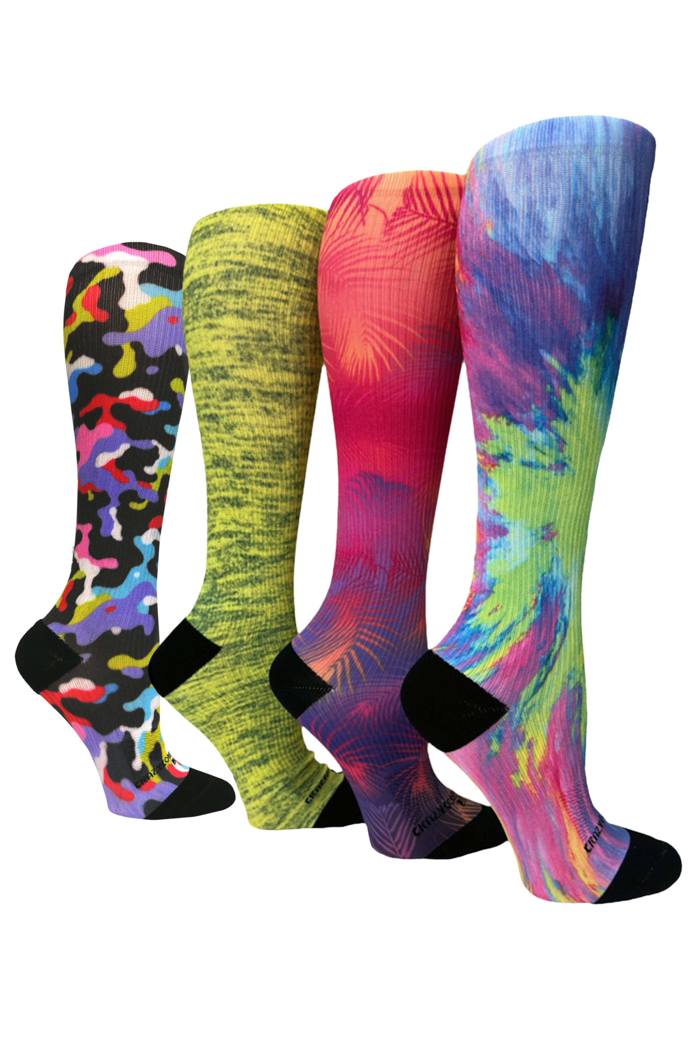 4 Pairs Color Burst - (Standard & Extra Wide)