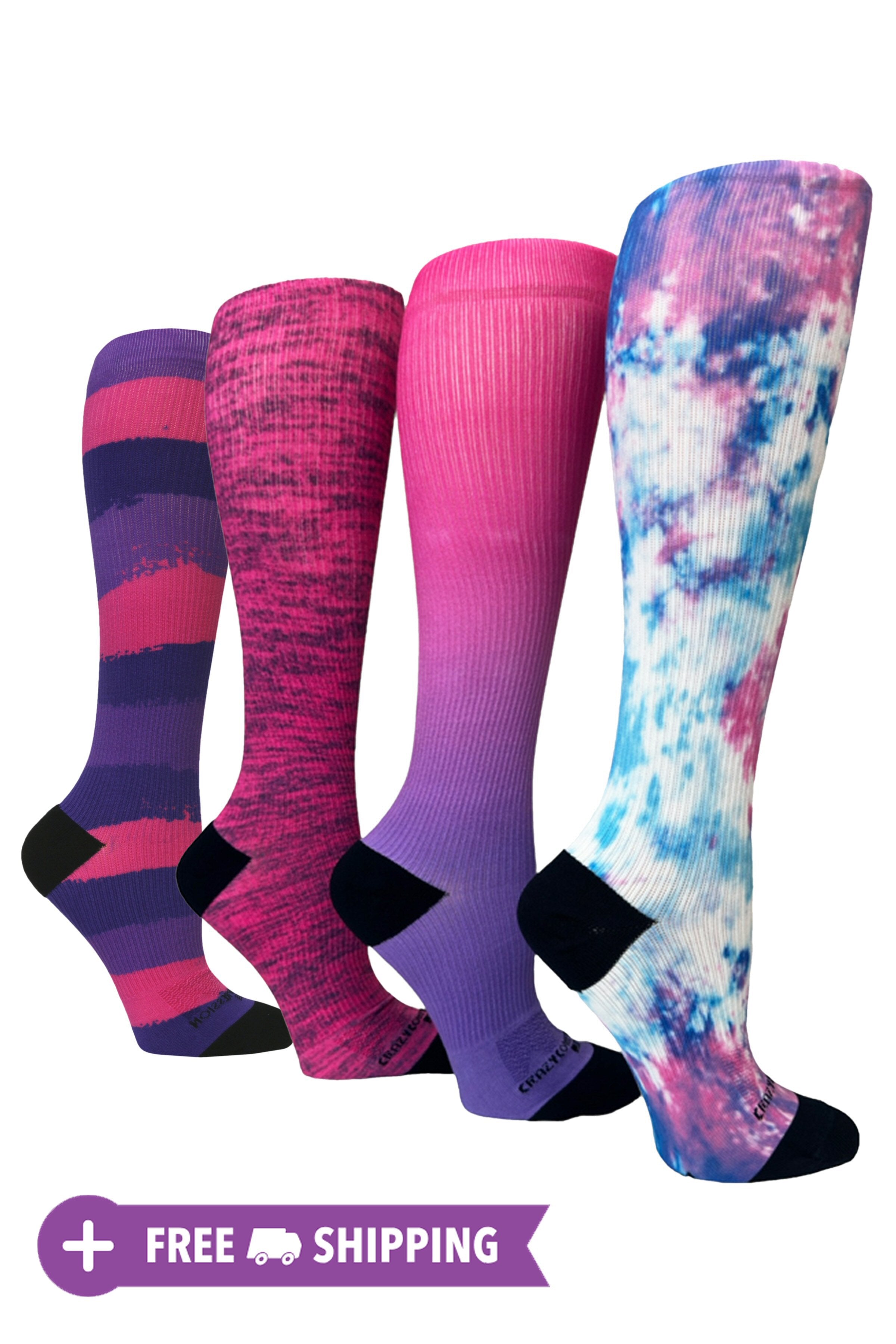 4 Pairs Color Run - (Standard & Extra Wide)