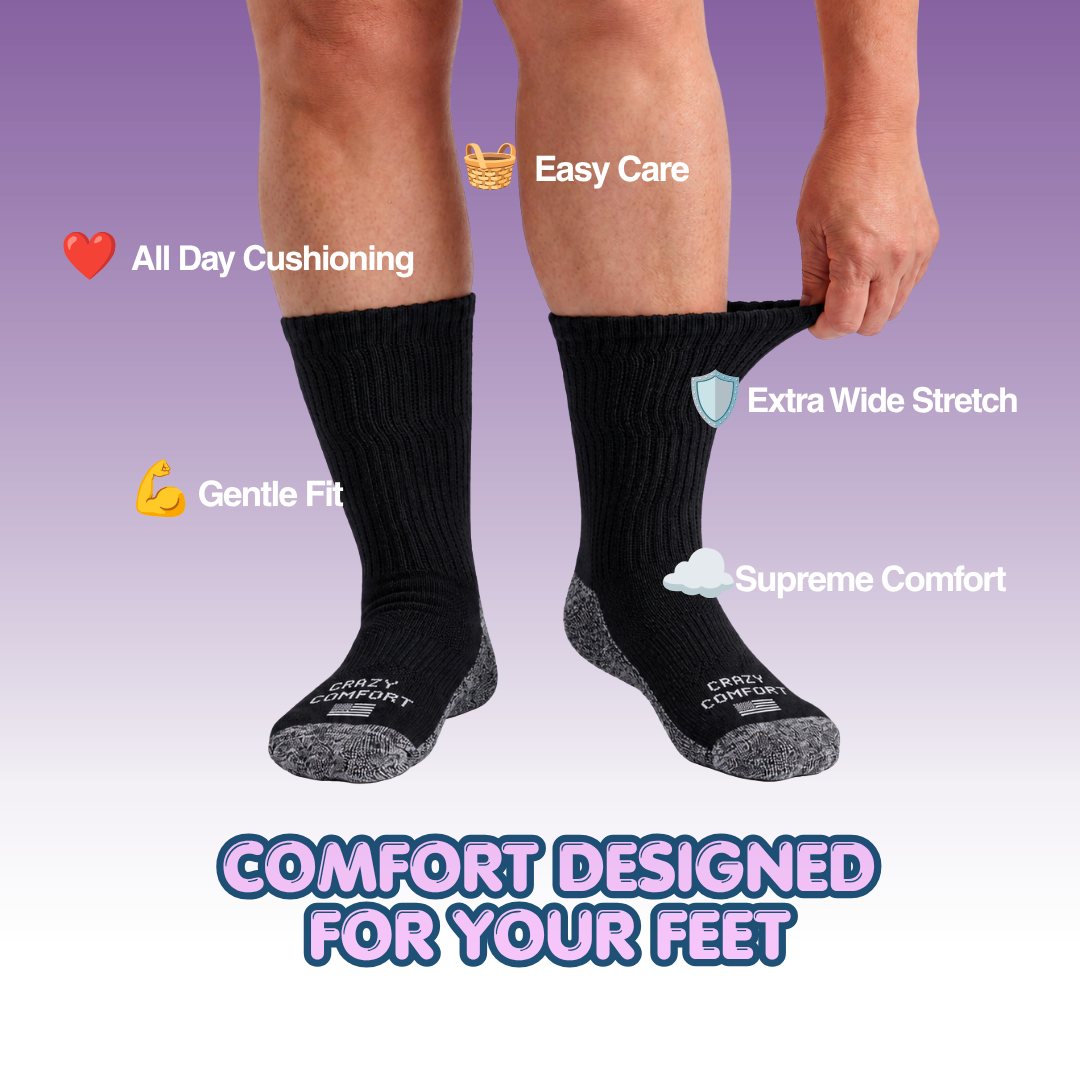 Cozy Comfort Relax Fit Black 4 Pairs Crew Socks