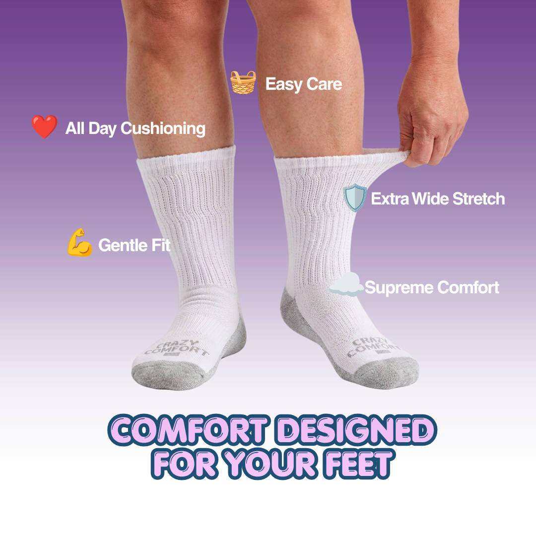 Cozy Comfort Relax Fit White 4 Pairs Crew Socks