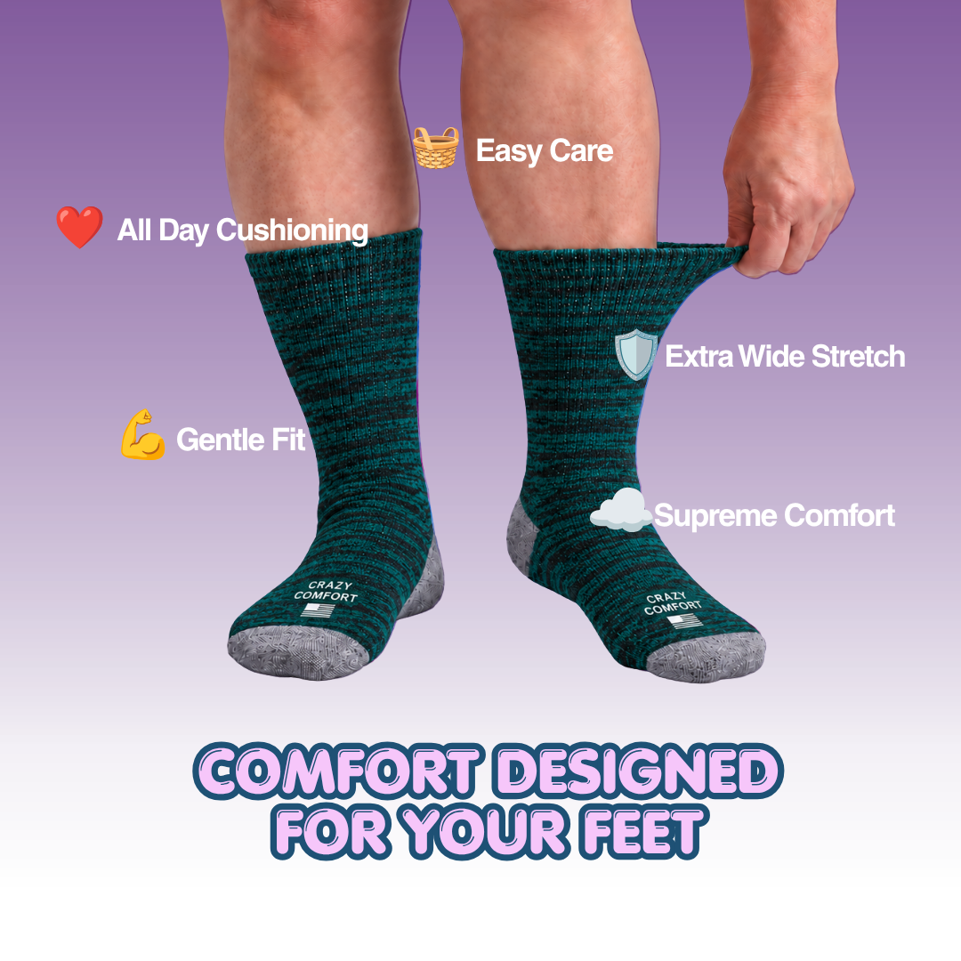 Cozy Comfort Relax Fit Green Heather 4 Pairs Crew Socks