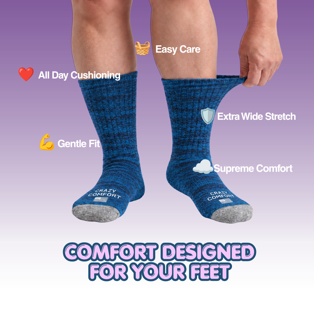 Cozy Comfort Relax Fit Blue Heather 4 Pairs Crew Socks