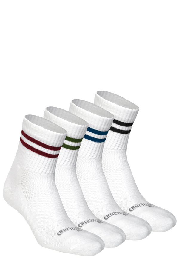 Crazy Dark Stripe Quarter Socks 4 Pairs