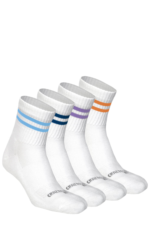 Crazy Lite Stripe Quarter Socks 4 Pairs