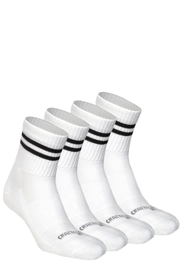 Crazy Black Stripe Quarter Socks 4 Pairs