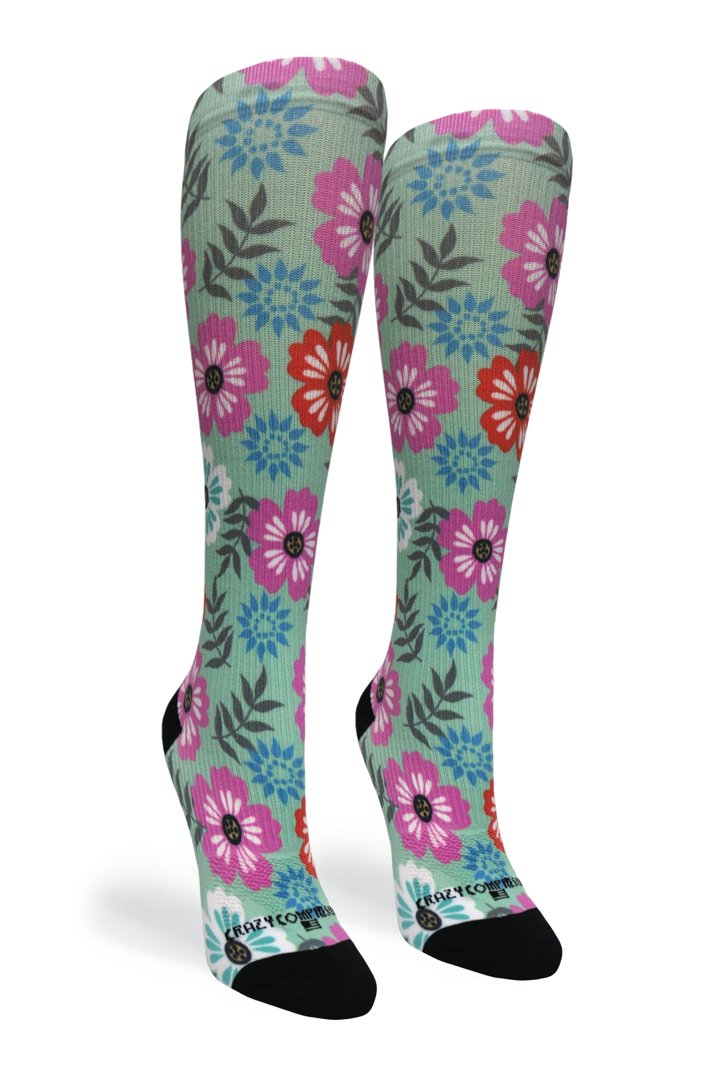 360 Floral Details OTC Compression Socks (Standard & Extra Wide)