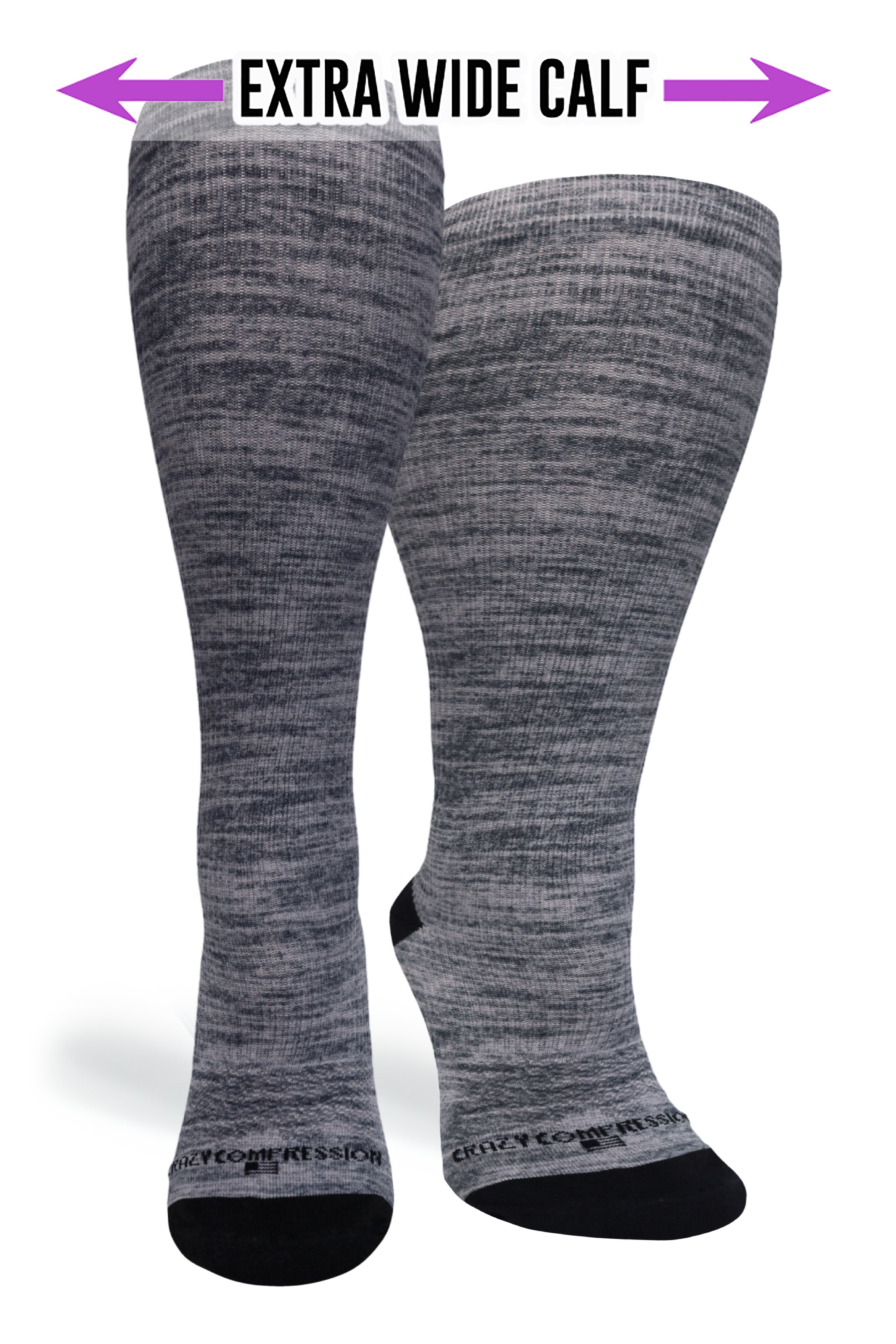 360 Grey Heather OTC Compression Socks (Standard & Extra Wide)