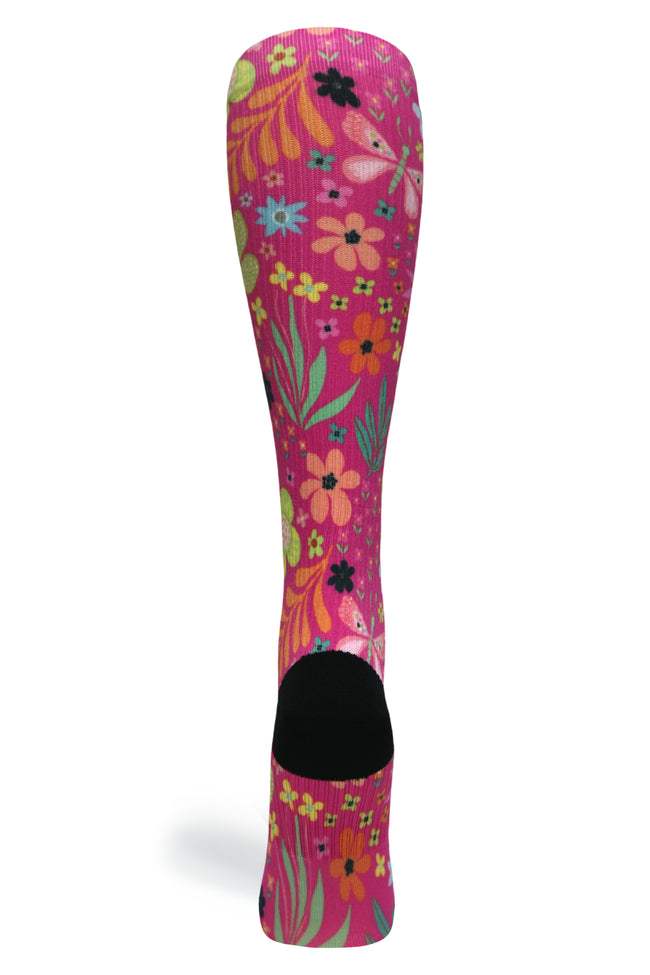 Medias de compresión de venta libre con estampado floral 360 Magenta (estándar y extra anchas) 