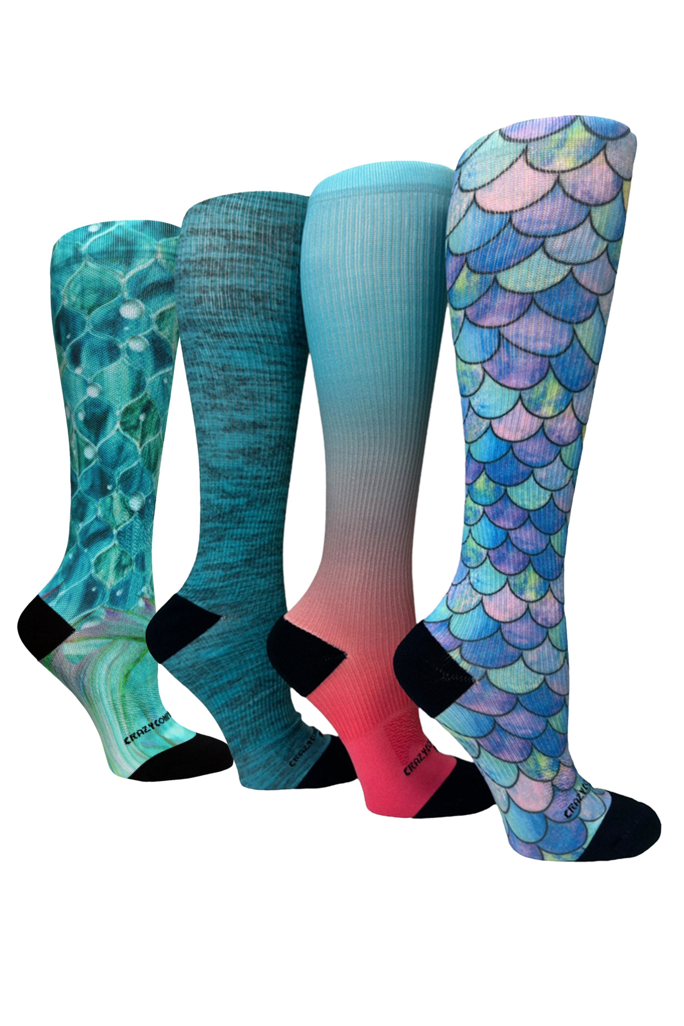 4 Pairs Mermaid Teal - (Standard & Extra Wide)