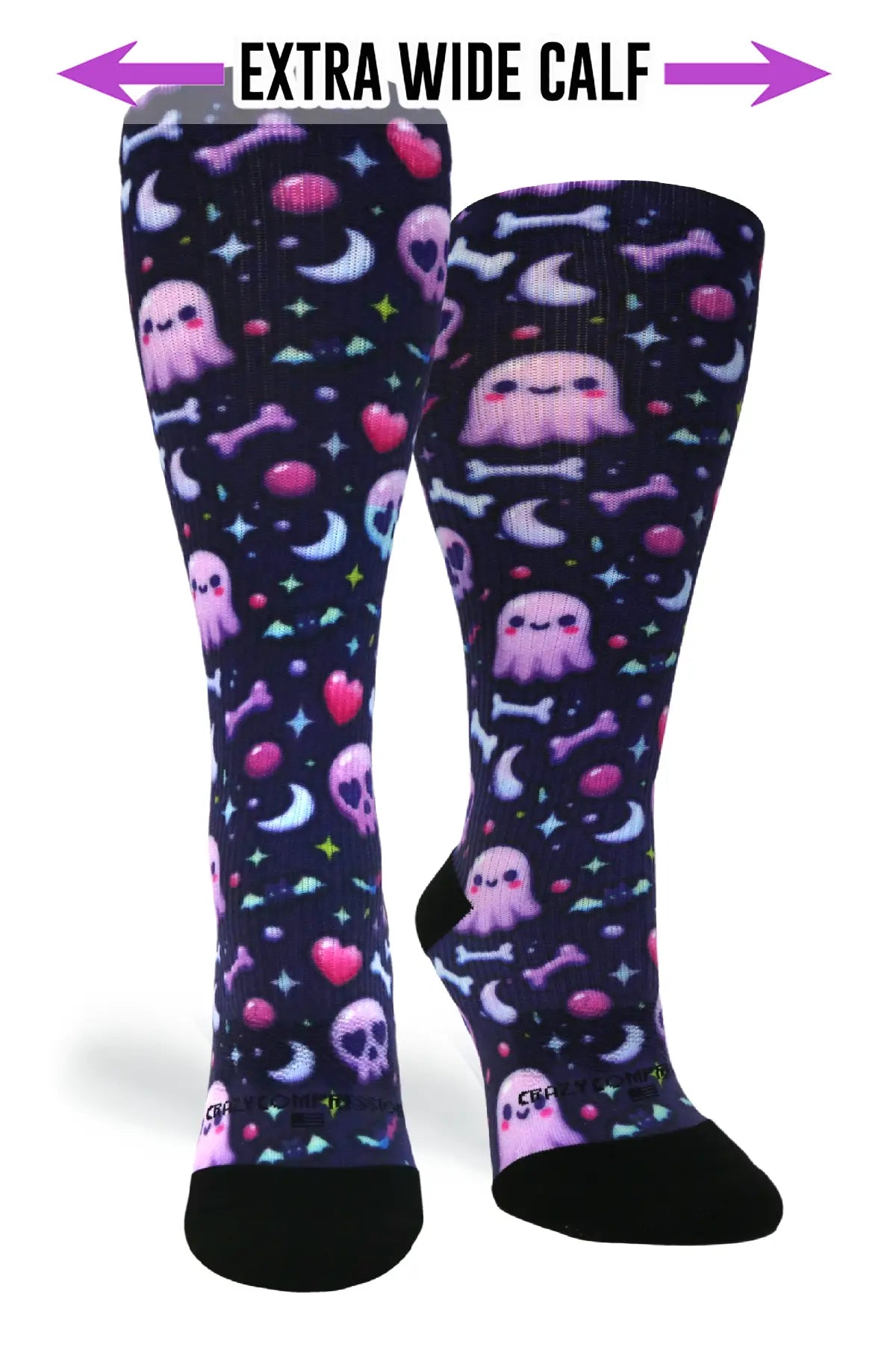 Medias de compresión de venta libre 360 ​​Dark Skulls (estándar y extra anchas) 