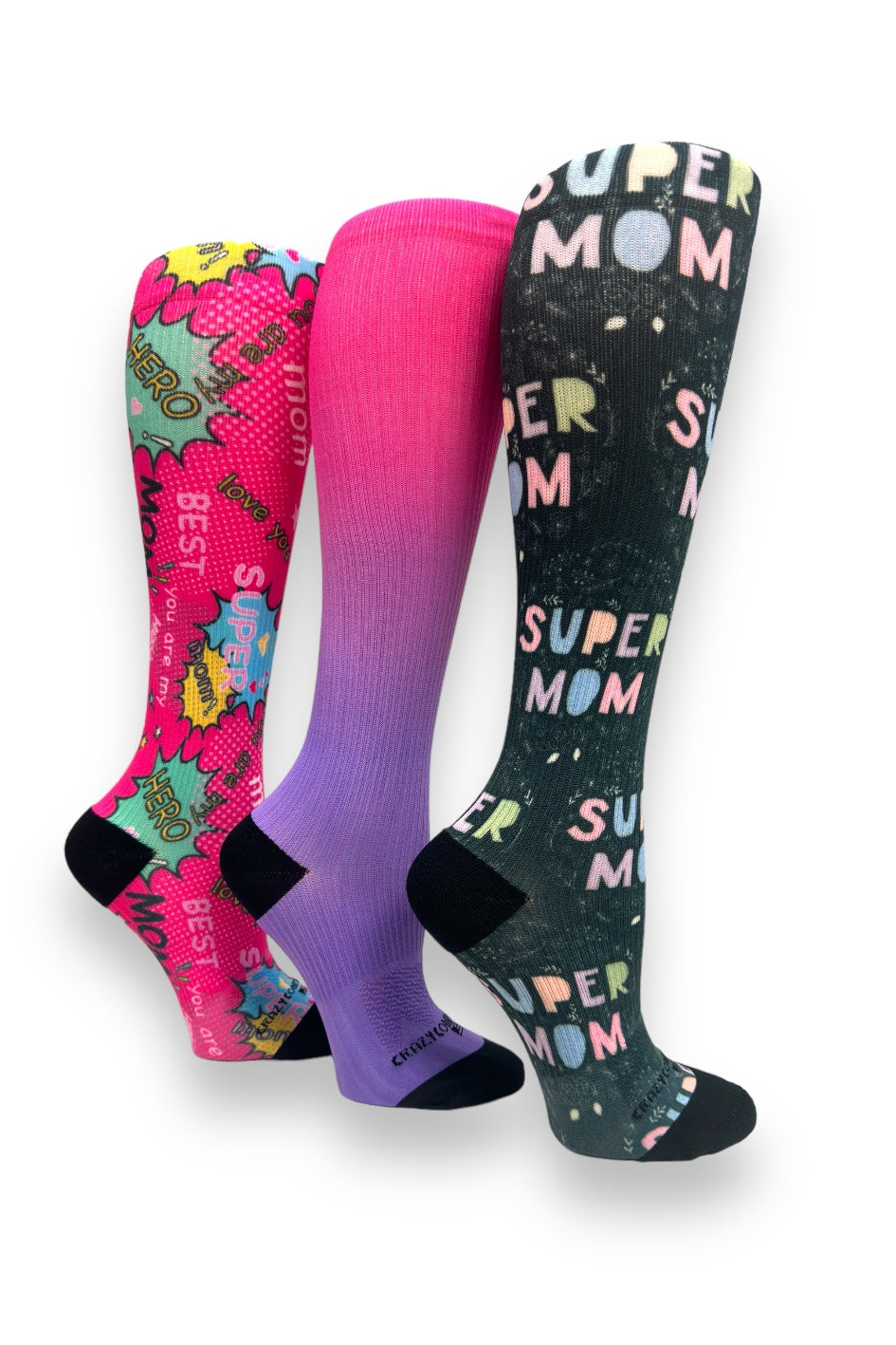 3 Pair Pack - Super Mom (Standard & Extra Wide)