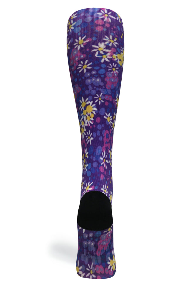 Medias de compresión de venta libre 360 ​​Purple Petals (estándar y extra anchas) 
