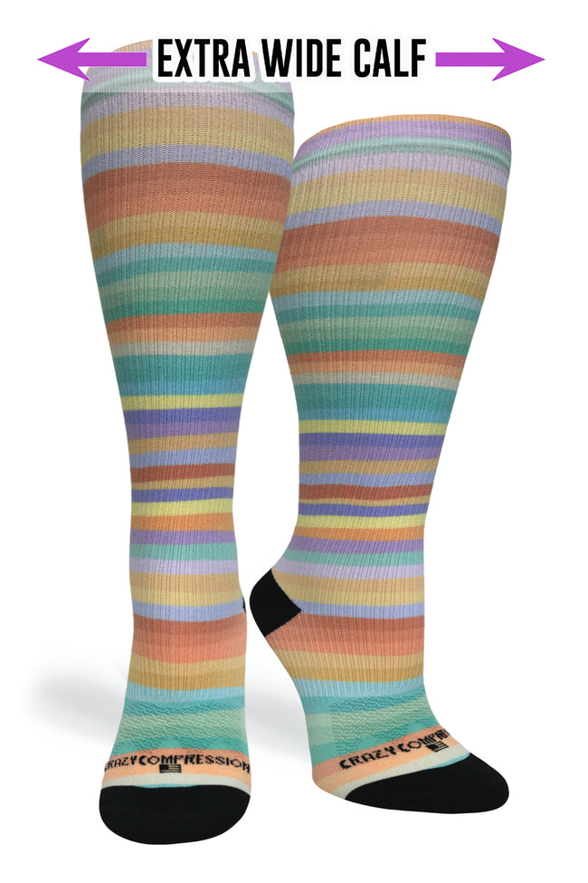 Medias de compresión de venta libre 360 ​​Spring Stripes (estándar y extra anchas) 