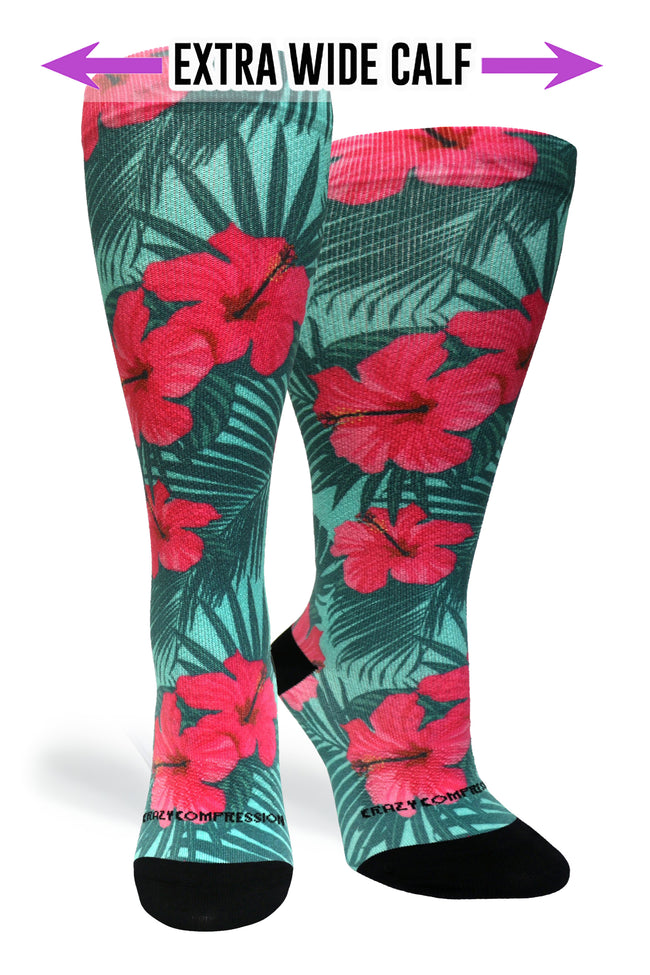 Medias de compresión OTC 360 Tropical Hibiscus (estándar y extra anchas) 