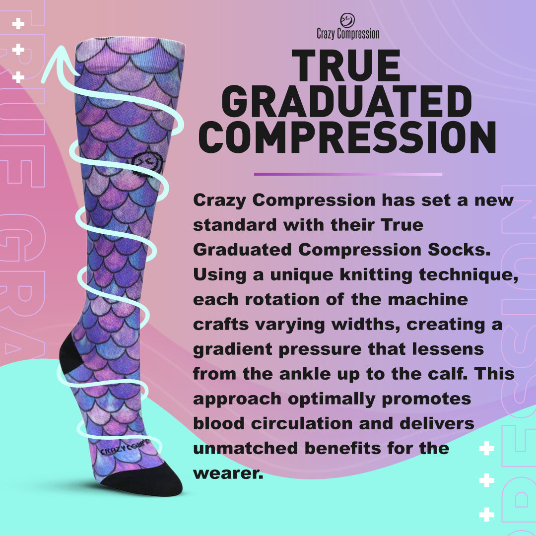 360 Purple Petals OTC Compression Socks (Standard & Extra Wide)