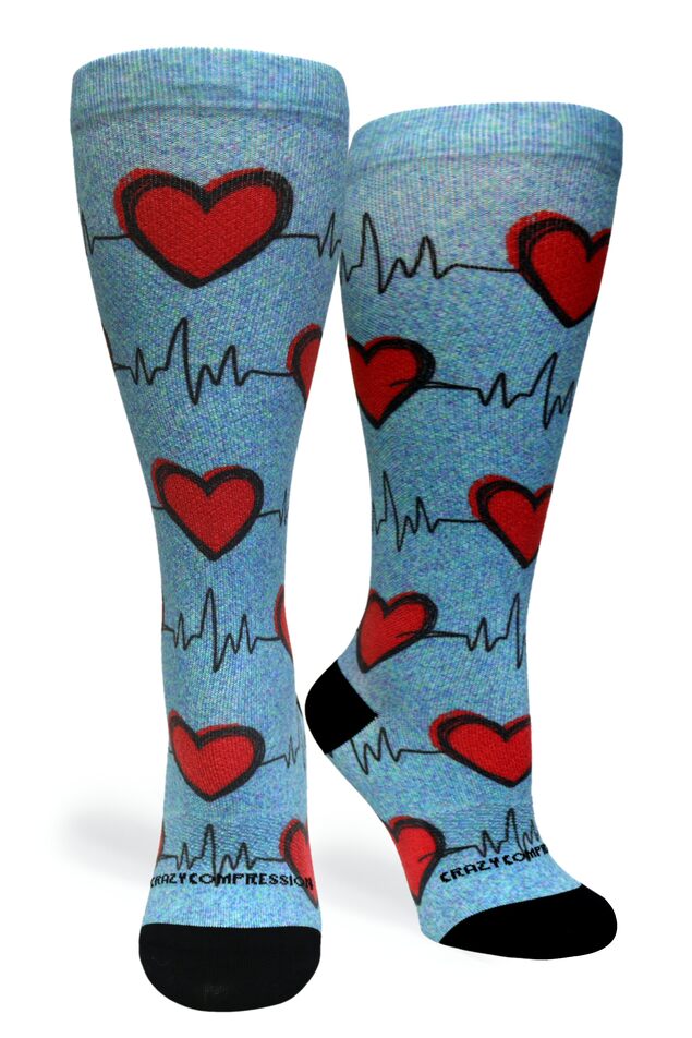 360 Heart Station Blue (EXTRA WIDE CALF)