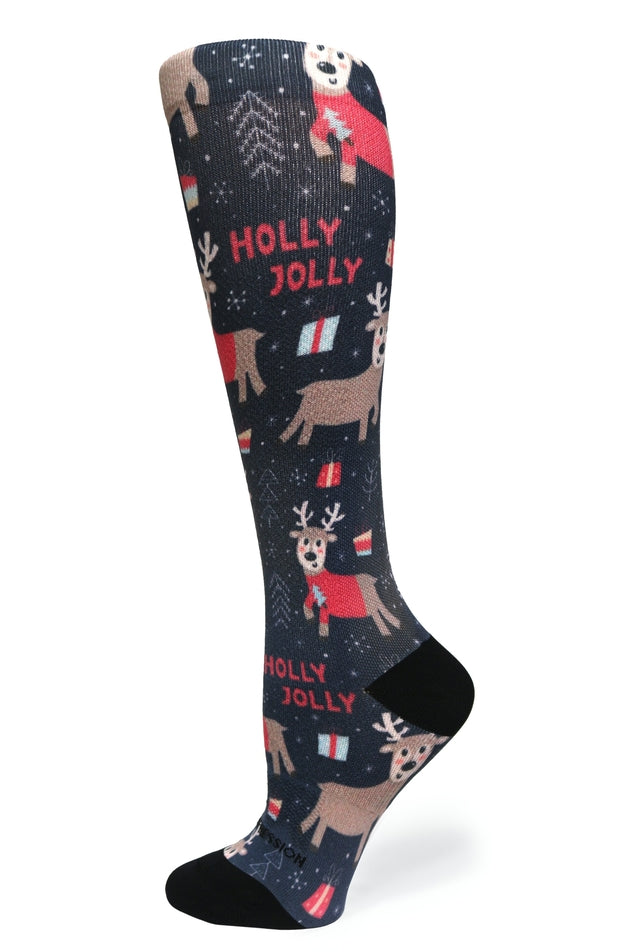 Medias de compresión 360 Holly Jolly OTC (estándar y extra anchas) 